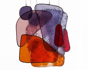 abstract art stained glass suncatcher / wall hanging