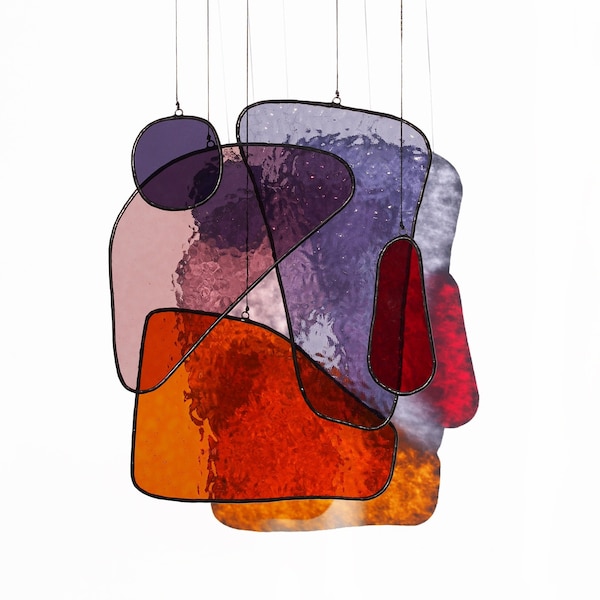 abstract art stained glass suncatcher / wall hanging