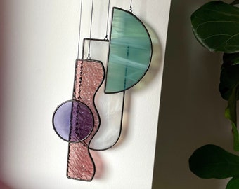 Art Deco inspired abstract stained glass mobile / suncatcher