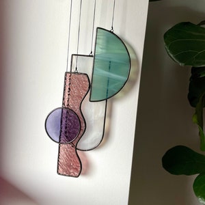 Art Deco inspired abstract stained glass mobile / suncatcher