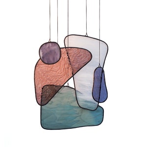 abstract art stained glass suncatcher / wall hanging / window decoration / handmade / glass art / abstract art / home decor / pastel colours