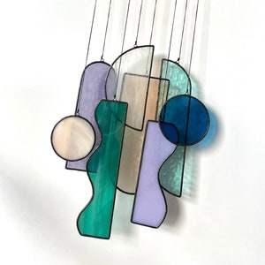 Modern Stained Glass Suncatcher, Art Deco Inspired Window Decoration To Hang, Deconstructed Stained Glass Window, Hanging Light Catcher,