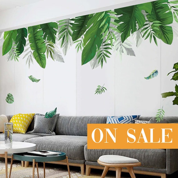 Tropical Banana Palm Leaf Art Wall Sticker Bedroom Living Room 