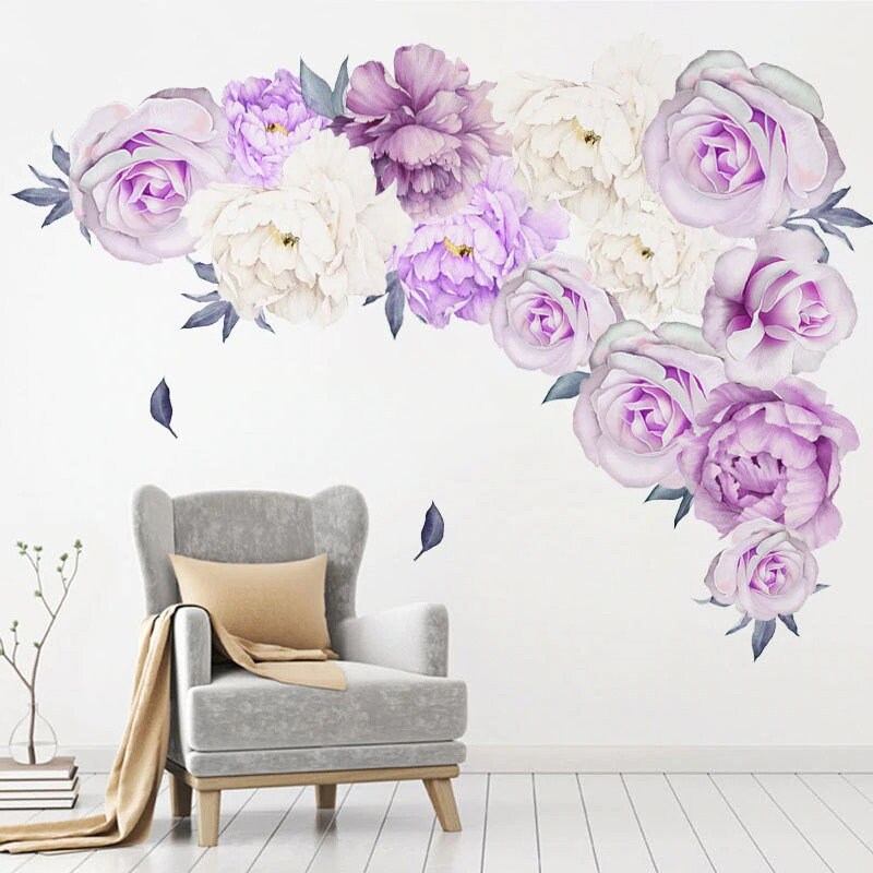 Peonies Pink Flowers Diy Home Decoration For Bedroom & Kids Wall Stickers