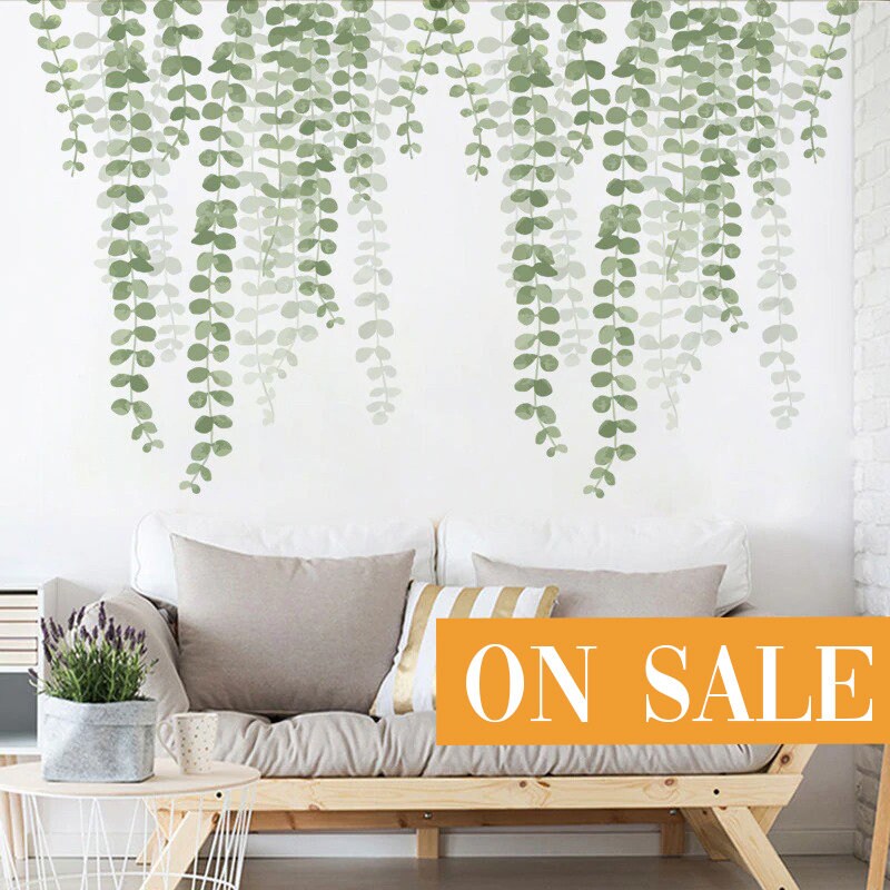 Green Leaf Modern Art Wall Sticker Self Adhesive Bedroom Living Room Decals Mural Poster Home Decor