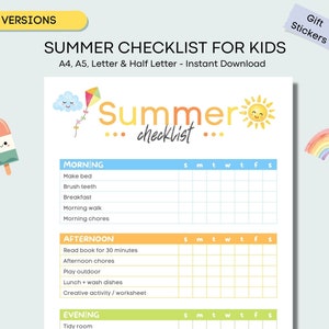 Editable Summer Checklist for Kids Printable Kids - Etsy