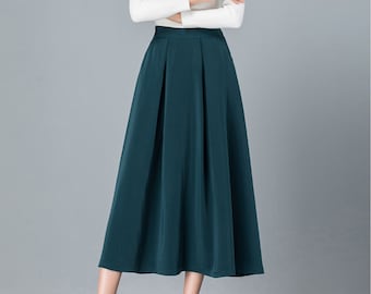 High Waist Midi Skirt: A-Line Flare Skirt, Plus Size, Custom Length