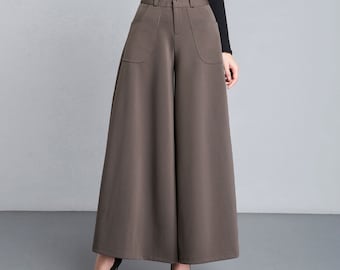 Wide Leg Flare Trousers: Plus Size A-Line Skirt Pants