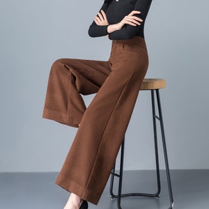 Cotton pants women, wide leg pants, winter pants, Maxi Pants, plus size trousers, casual customized pants, women pocket trousers P0018