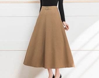 Midi skirt, Spring skirt, High waist skirt, A-line skirt, black skirt, long skirt, vintage skirt, flare skirt Q2202