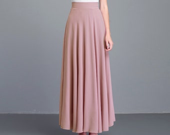 Chiffon Maxi Skirt: High Waist A-Line Flare Skirt