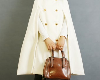 Wool Cape Coat: Double Breasted Winter Poncho