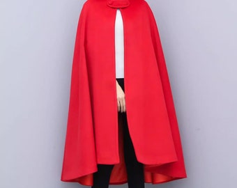 Wool Cape Coat: Long Hooded Winter Outerwear