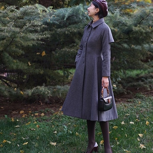 Wool cape coat, Wool coat women, long jacket, double breasted jacket, coat dress, Shawl coat, warm coat, plus size coat Y0502