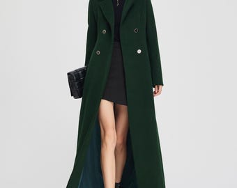 Cappotto lungo di lana: abito giacca doppiopetto verde scuro