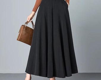 Pantaloni taglie forti, pantaloni a gamba larga, pantaloni a vita alta, pantaloni a gonna svasata P6002