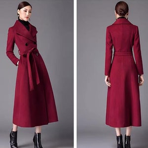 Wool coat women, winter coat, long jacket, double breasted jacket, coat dress, Camel wool long coat, warm coat, plus size coat Y0056