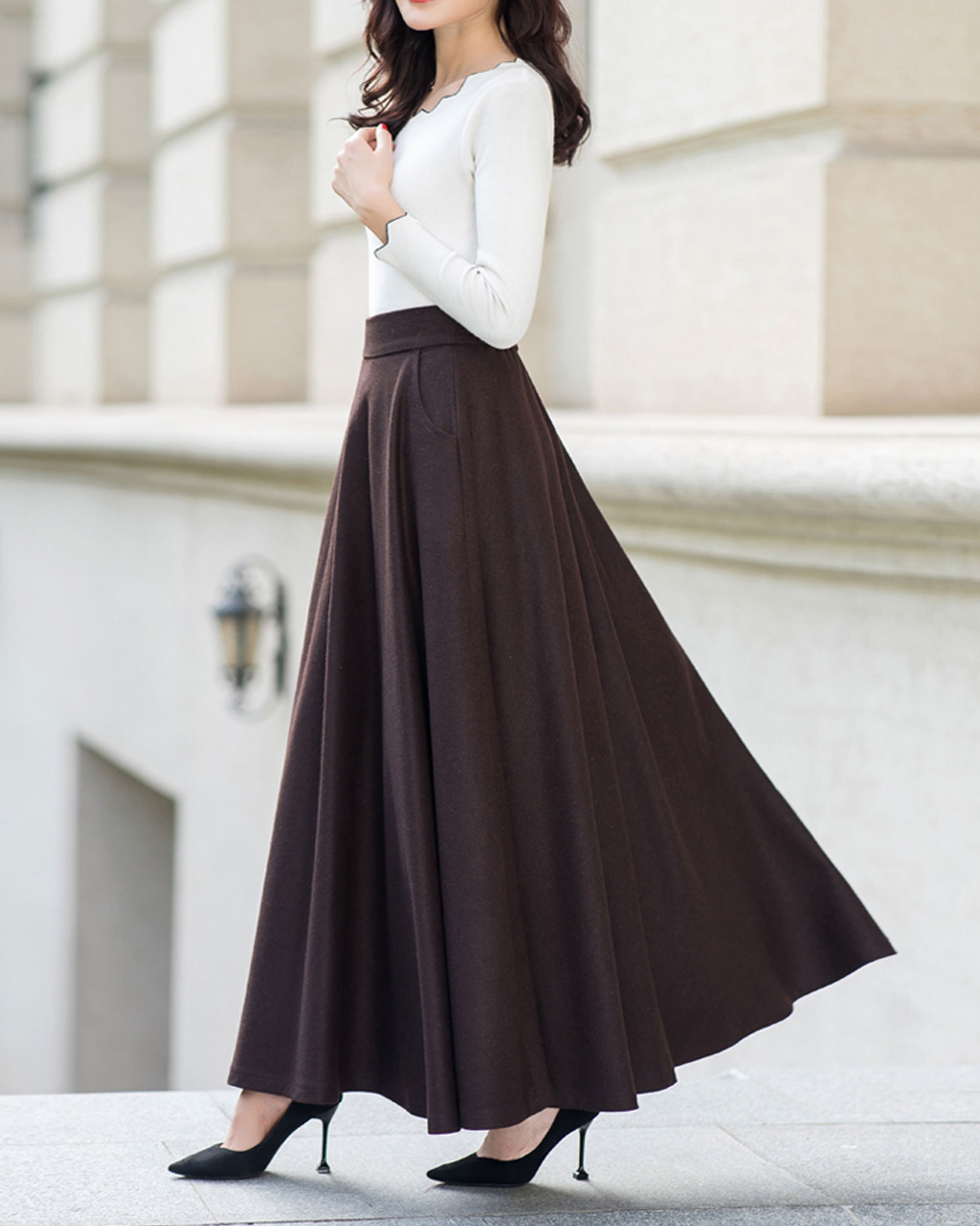 Black Festive Wool Skirt
