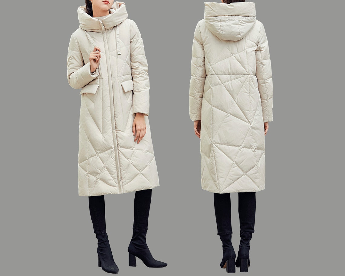 Down coat women winter coat long jacket down jackets white Etsy