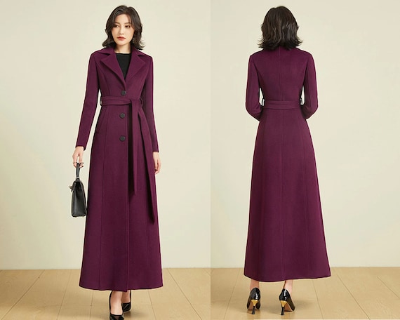 Wool Coat Women, Winter Coat, Long Jacket, High Collar Coat, Coat Dress,  Wool Long Coat, Warm Coat, Plus Size Coat Y0093 