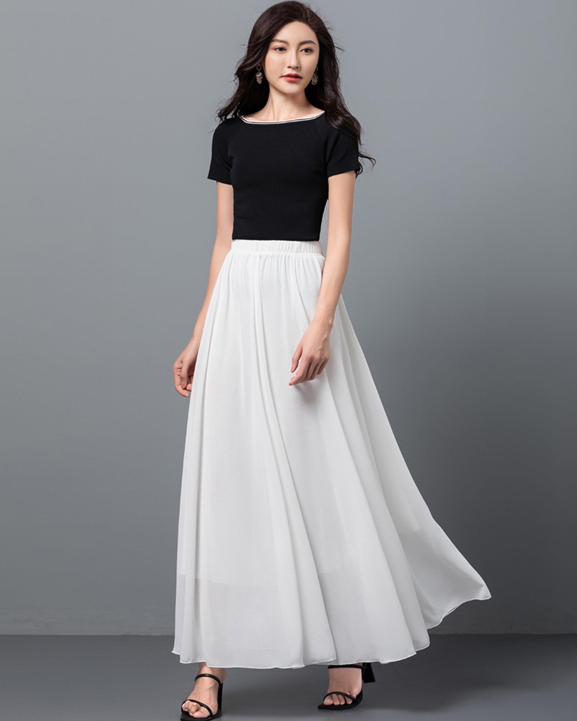 Women's Maxi Skirt, Elastic Waist Skirt, Flare Skirt Women's Maxi Skirt, Elastic Waist Skirt, Flare Skirt