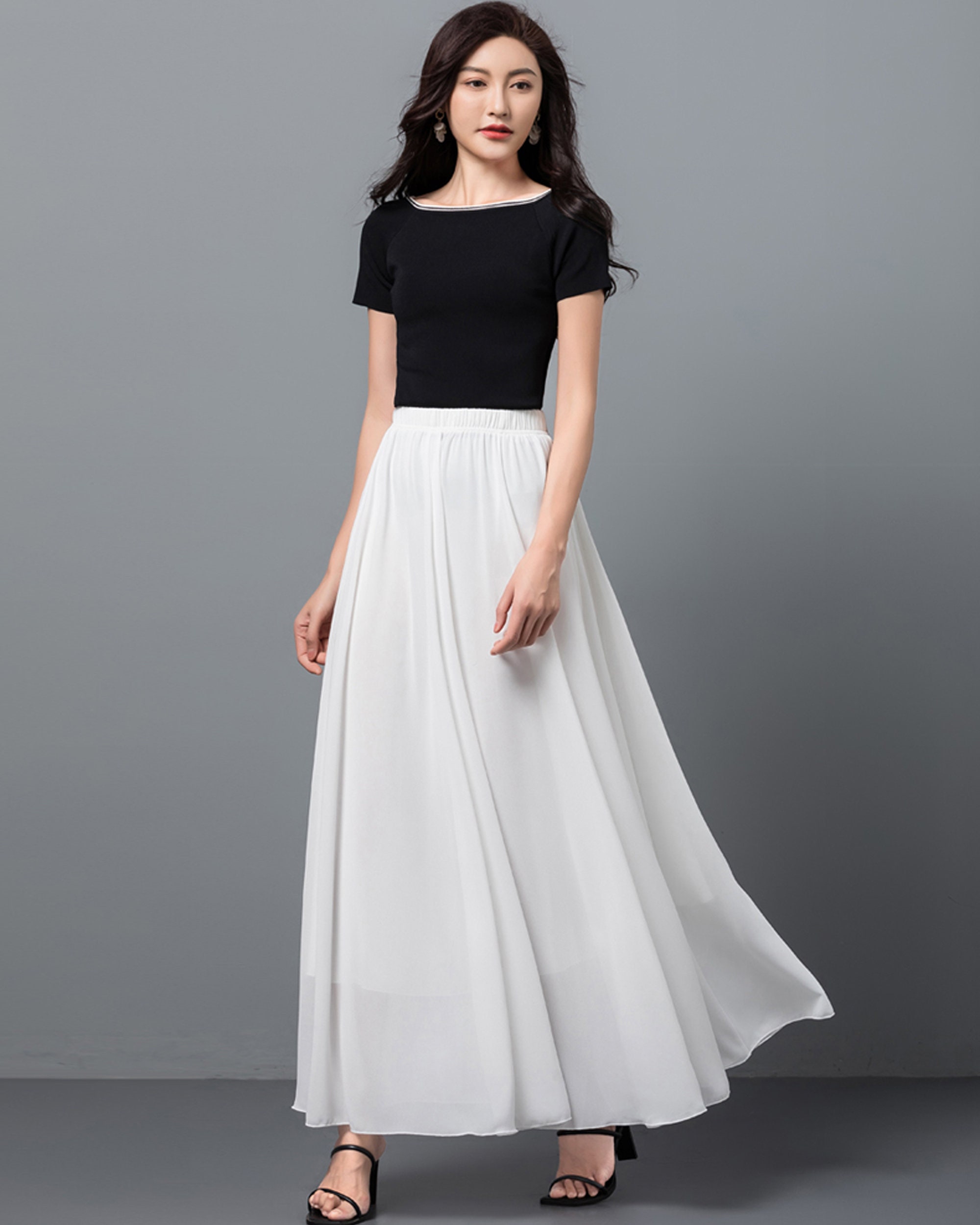 Women's Maxi Skirt Elastic Waist Skirt ...