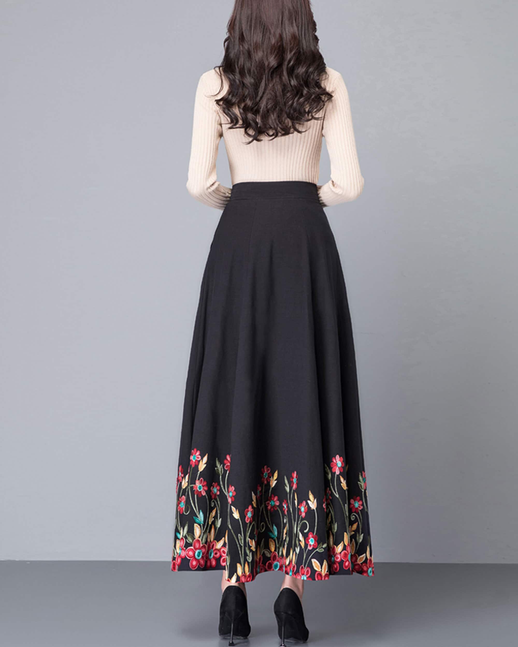 Women's Embroidered Skirt, Elastic Waist Skirt, Maxi Skirt, Flare Skirt, Cotton Skirt, High Waist Skirt, Long Skirt, A-line Skirt Q0057 - Etsy Women's Embroidered Skirt, Elastic Waist Skirt, Maxi Skirt, Flare Skirt, Cotton Skirt, High Waist Skirt, Long Skirt, A-line Skirt Q0057 - Etsy
