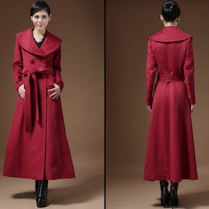 Winter coat, Long wool coat, long jacket, double breasted jacket, coat dress, wool long coat, warm coat, plus size coat Y0369