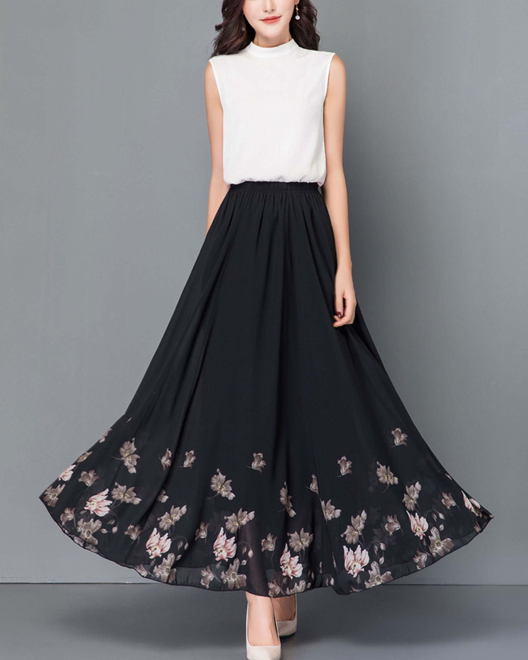 Women's Chiffon Skirt, Printed Skirt, Elastic Waist Skirt, Maxi Skirt, Flare Skirt, High Waist Skirt, Long Skirt, A-line Skirt Q0051 - Etsy Women's Chiffon Skirt, Printed Skirt, Elastic Waist Skirt, Maxi Skirt, Flare Skirt, High Waist Skirt, Long Skirt, A-line Skirt Q0051 - Etsy