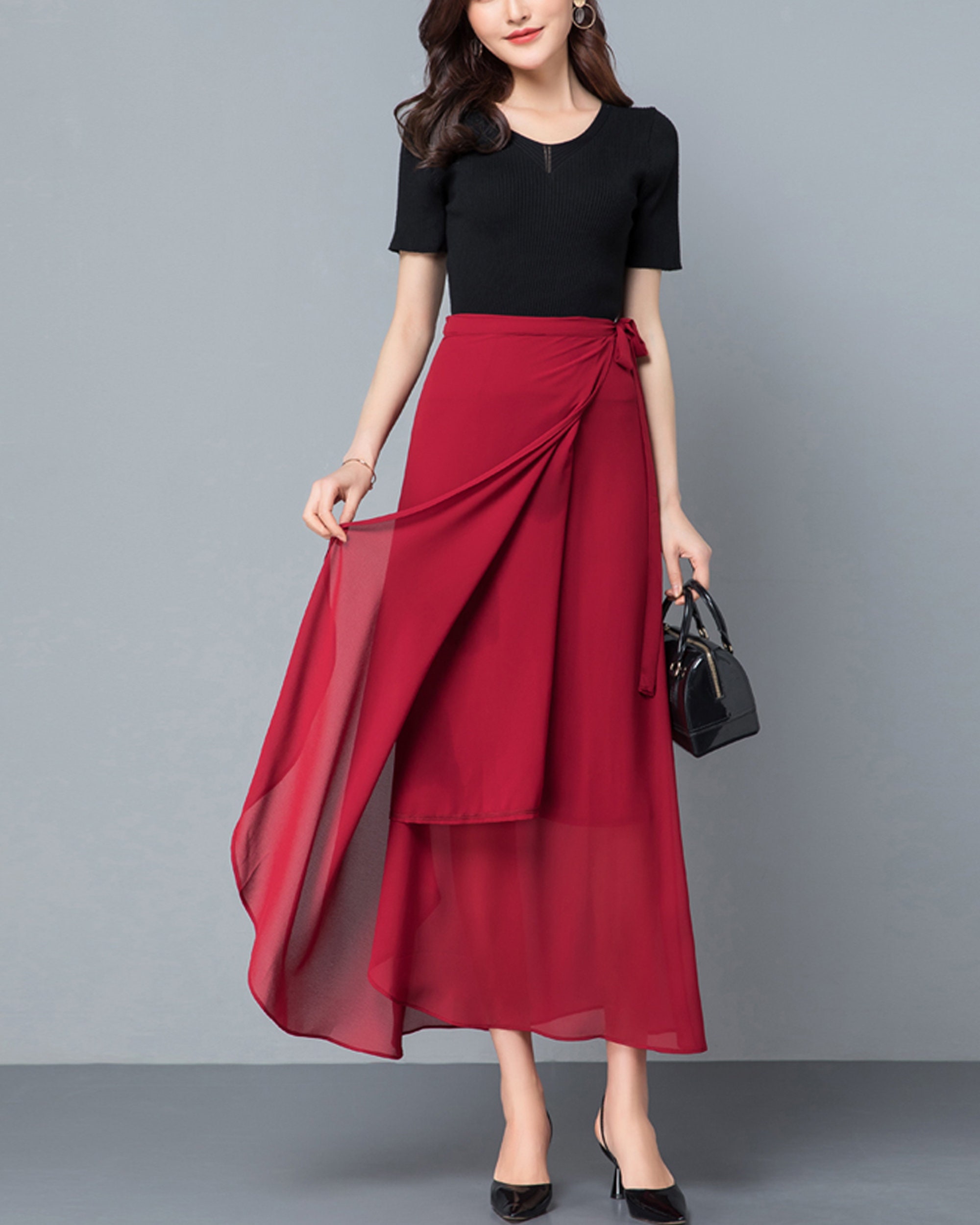 【I AM MARI】Terrine Flared Banding Wrap Skirt Marie The Baguettes - Printed Maxi Skirt - RachelAntonoff.com