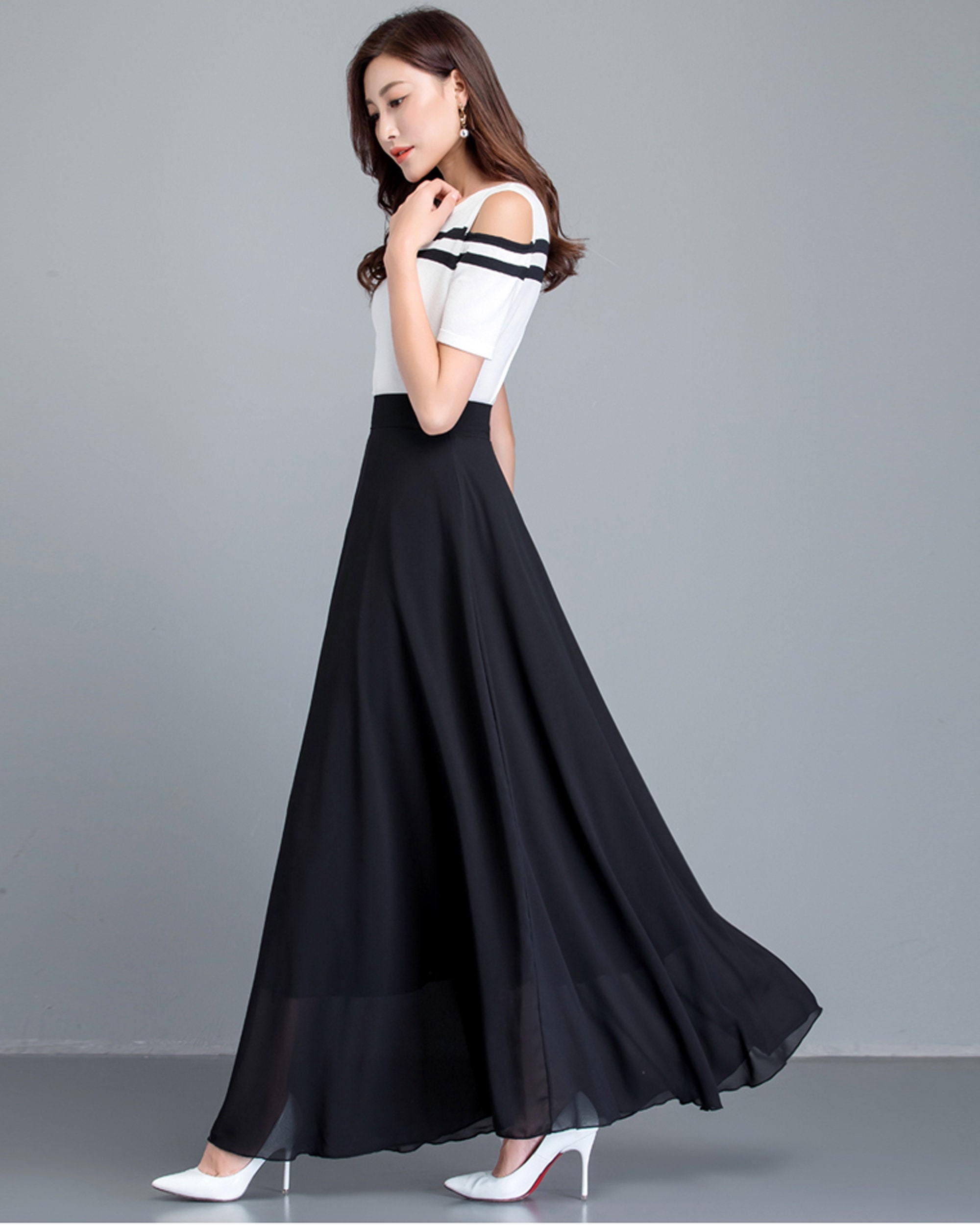 Women's Maxi Skirt Chiffon A-line Skirt Long Skirt High - Etsy