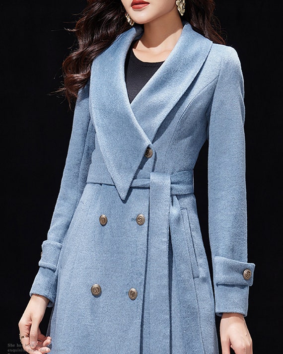Winter Coat, Wool Coat Women, Long Jacket, Double Breasted Jacket, Coat Dress, Light Blue Coat, Warm Coat, Plus Size Coat Y038 - Etsy Winter Coat, Wool Coat Women, Long Jacket, Double Breasted Jacket, Coat Dress, Light Blue Coat, Warm Coat, Plus Size Coat Y038 - Etsy