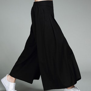 Leinen-Mischgewebe Hose mit weitem Bein: Cropped Flare Rock Hose