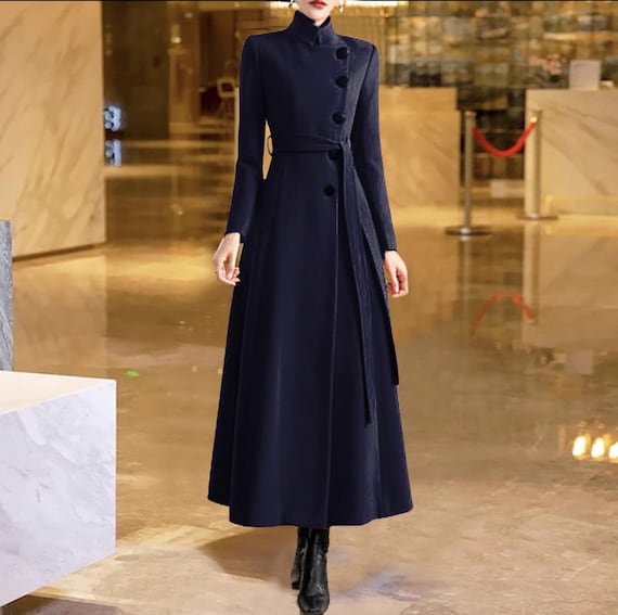 Wool Coat Women, Winter Coat, Long Jacket, High Collar Coat