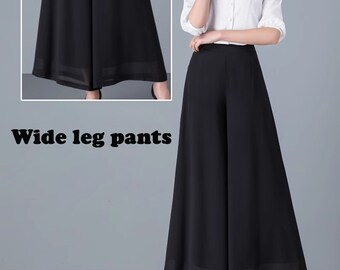 Chiffon Wide Leg Skirt Pants: High Waist, Customizable - Etsy