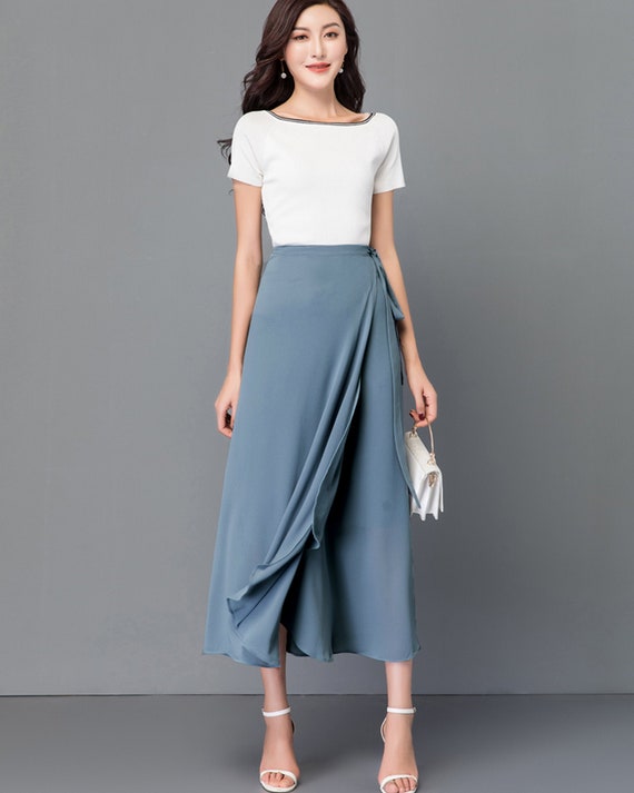 Women's Wrap Skirt, Chiffon Midi Skirt, A-line Skirt, Long Skirt, High  Waist Skirt, Flare Skirt, Plus Size Skirt, Customized Skirt A0014 