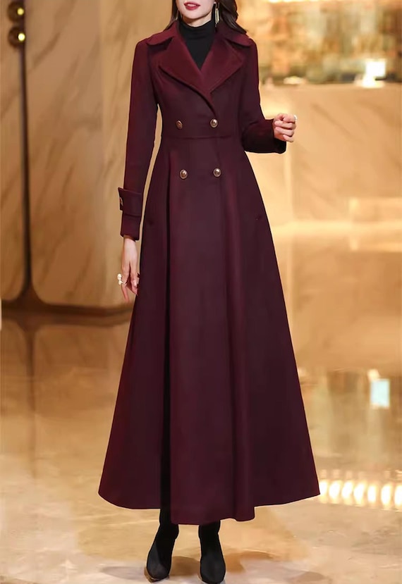 Christian Dior】ロングコート(ワインレッド) ロング丈の大きいサイズ