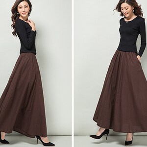 Frühling Rock, Vintage Rock, Fackel Rock, Linen Rock, elastische Taille Rock, hohe Taille Rock, Maxi-Rock, langen Rock, ausgestellt Rock Q0045