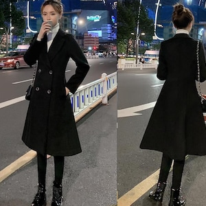 Wool coat women, winter coat, long jacket, double breasted jacket, coat dress, Camel wool long coat, warm coat, plus size coat Y056