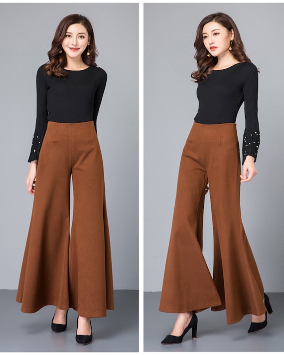 Flare Pants Women, Cotton Pants, Wide Leg Pants, Cropped Pants