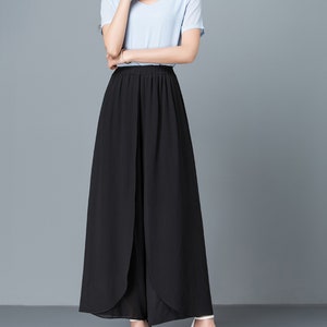 Summer Pants Wide Leg Pants Women's Chiffon Pants Black - Etsy