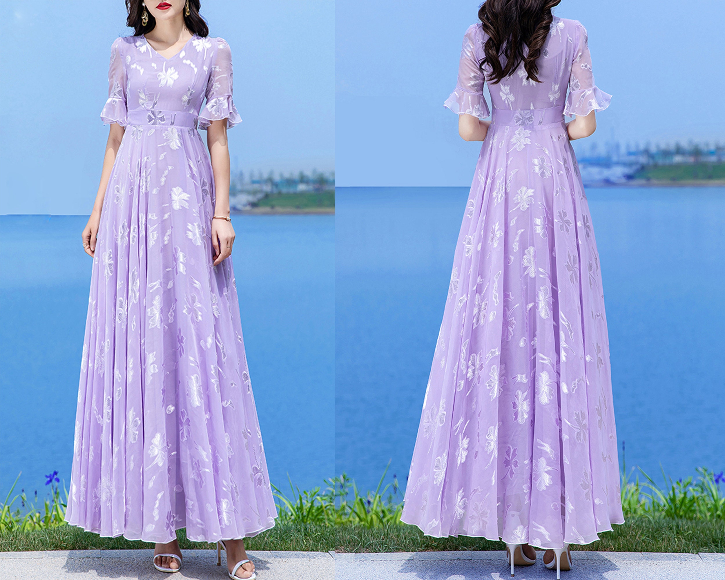 Floral Dress, Maxi Dress, Chiffon Dress, Printed Dress