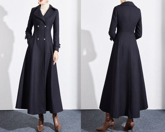 Wool Coat Women, Winter Coat, Long Jacket, Coat Dress, Black Coat