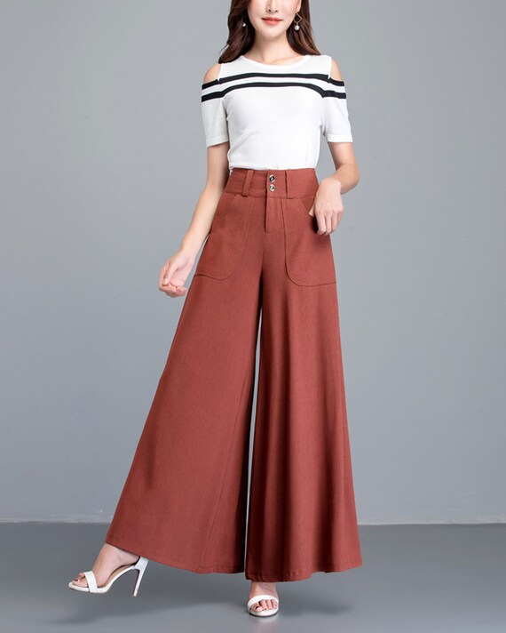 パンツ NACHE : 24FW / FLARE SKIRT PANTS (3COLORS) Wide Leg Skirt Pants, Women's Cotton Pants, Cropped Pants