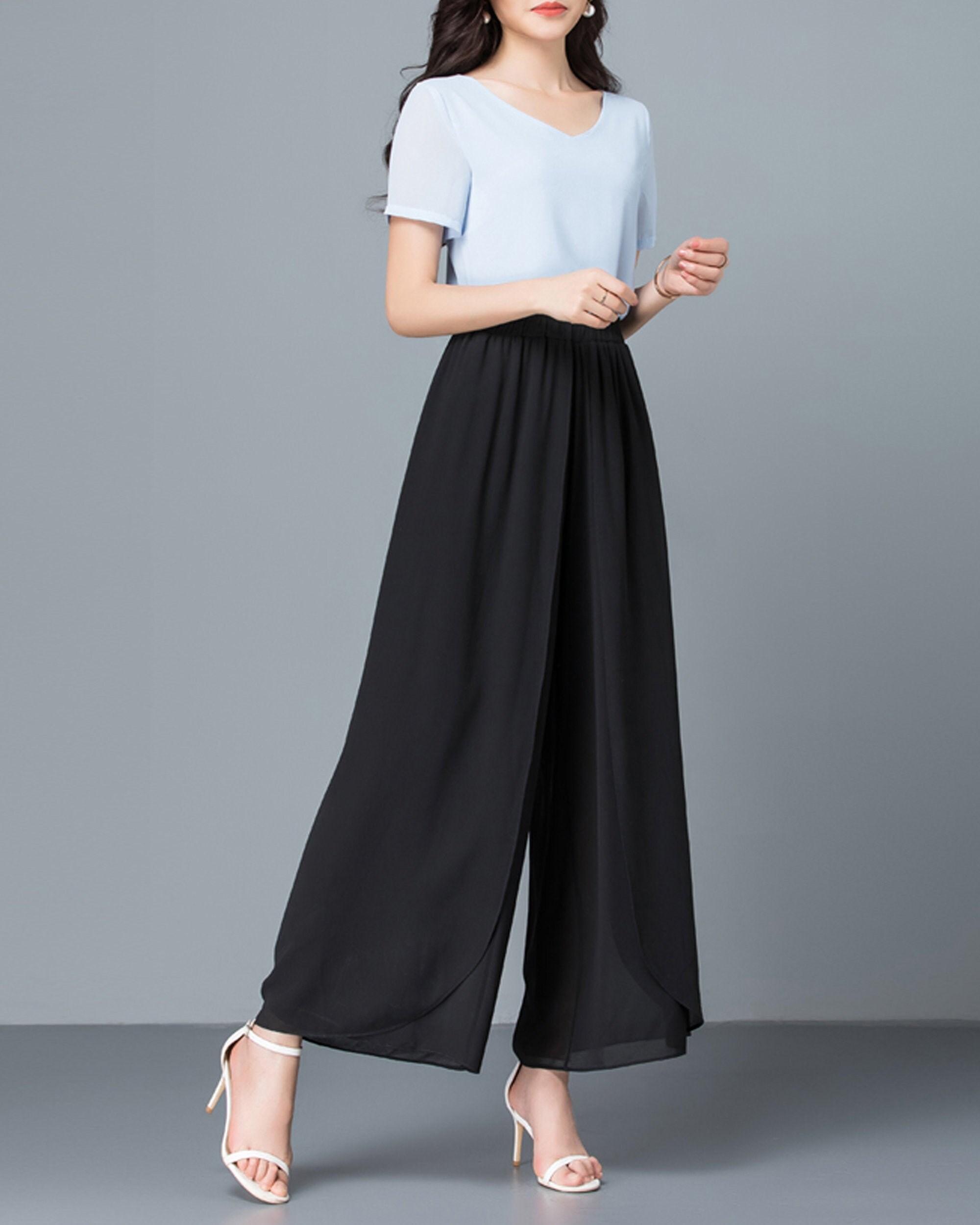 【HI FI FNK】(W) Lany Skirt Pants Wide Leg Skirt Pants, Women's Cotton Pants, Cropped Pants
