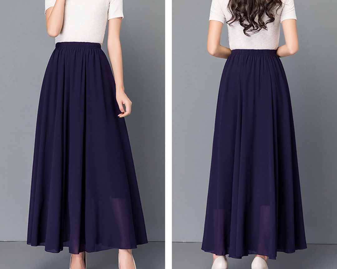 【INCHANT ME】Call banding flare long skirt Women's Maxi Skirt, Elastic Waist Skirt, Flare Skirt