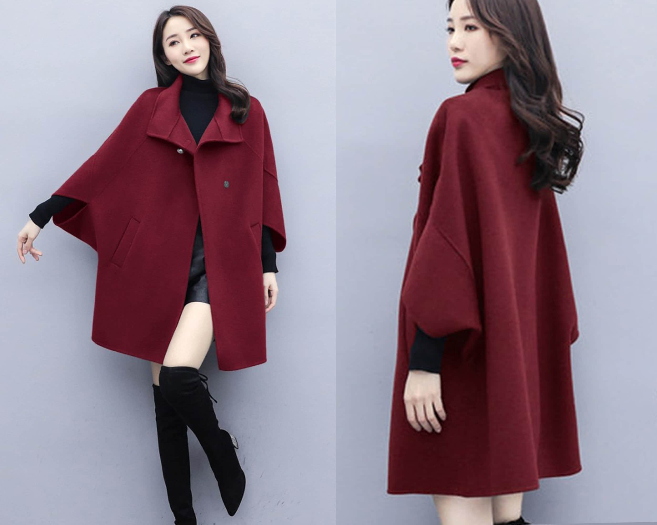 Wool Cape Coat Womens Coat Oversized Coat Raglan Sleeves - Etsy