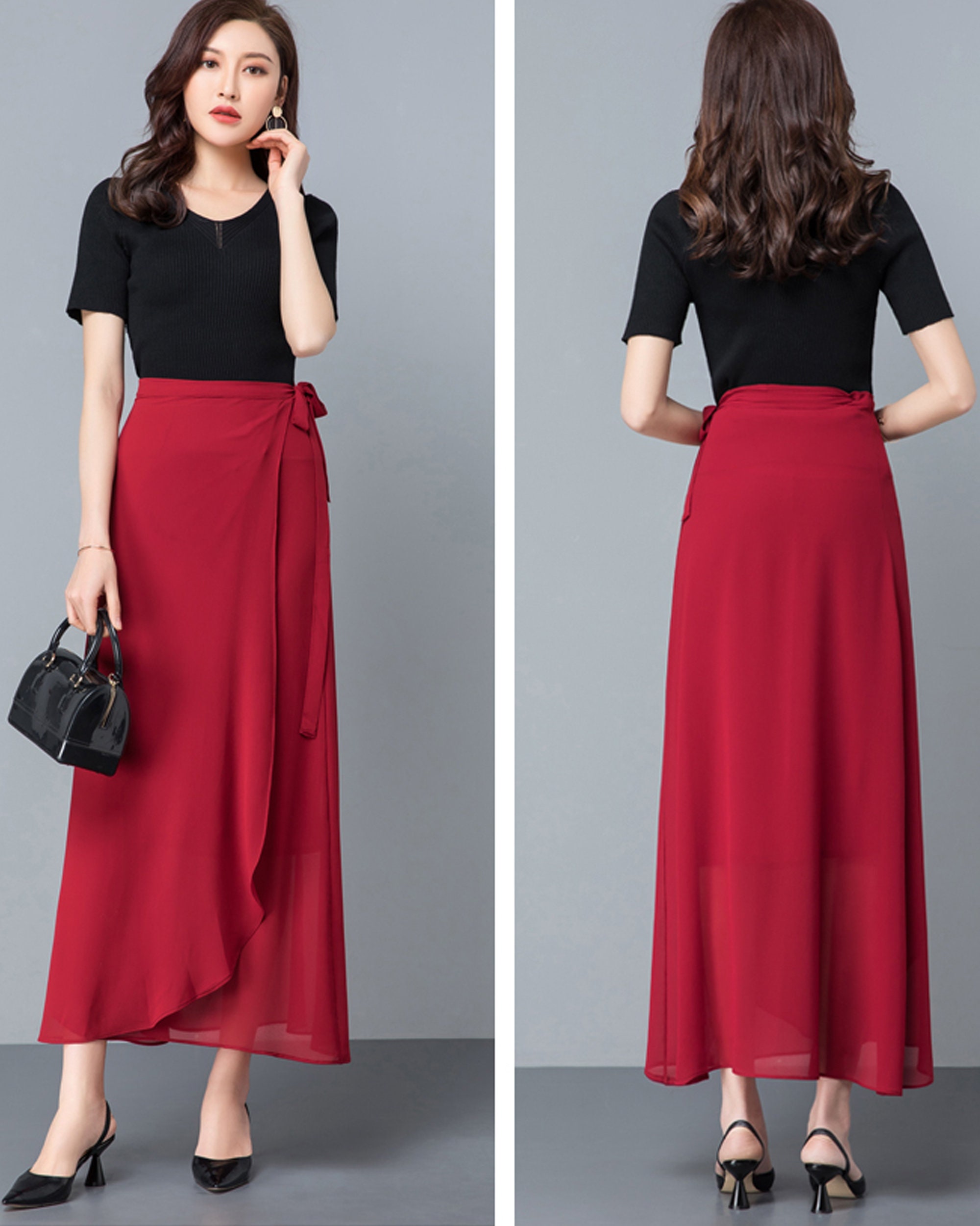 Chiffon Wrap Skirt: High Waist A-Line Midi Skirt Chiffon Wrap Skirt: High Waist A-Line Midi Skirt