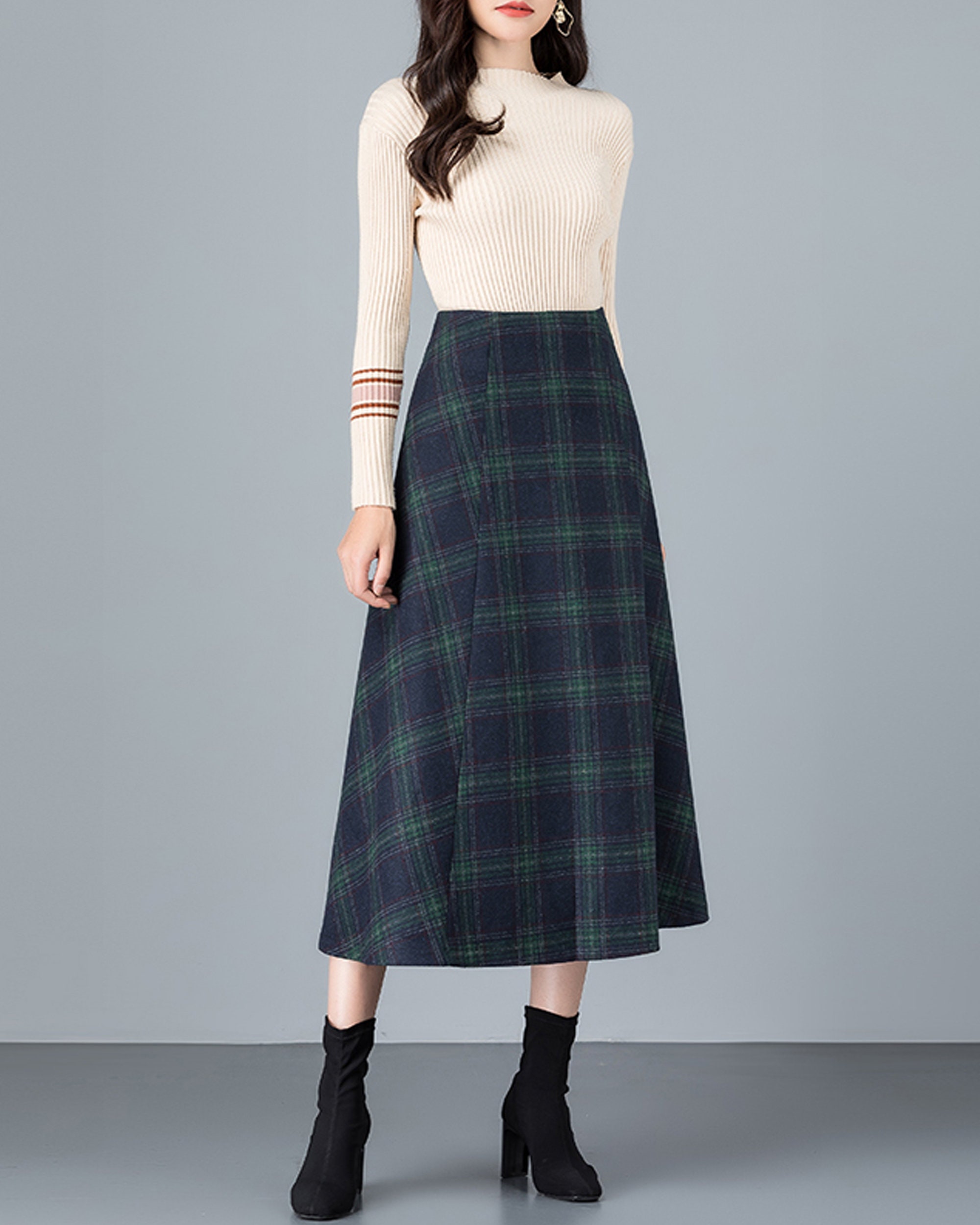 Plaid Skirt Winter Skirt Wool Skirt Midi Skirt Long Skirt - Etsy