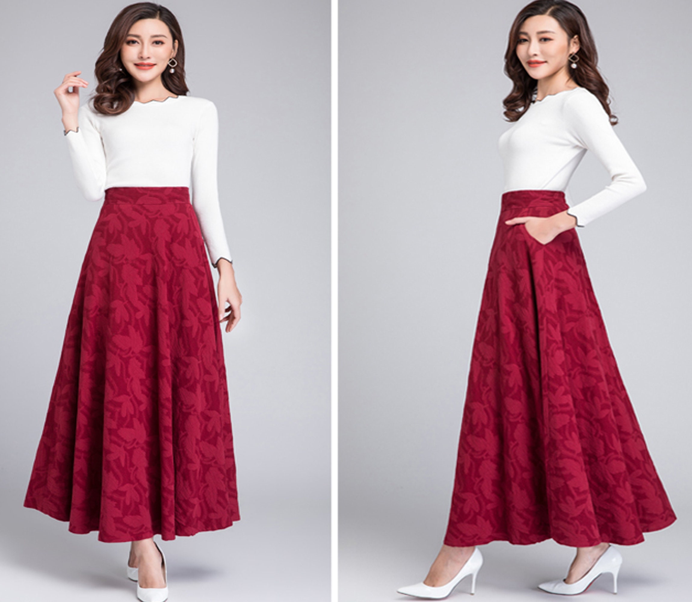 Women's Jacquard Skirt, Linen Skirt, Cotton Skirt, Maxi Women's Jacquard Skirt, Linen Skirt, Cotton Skirt, Maxi
